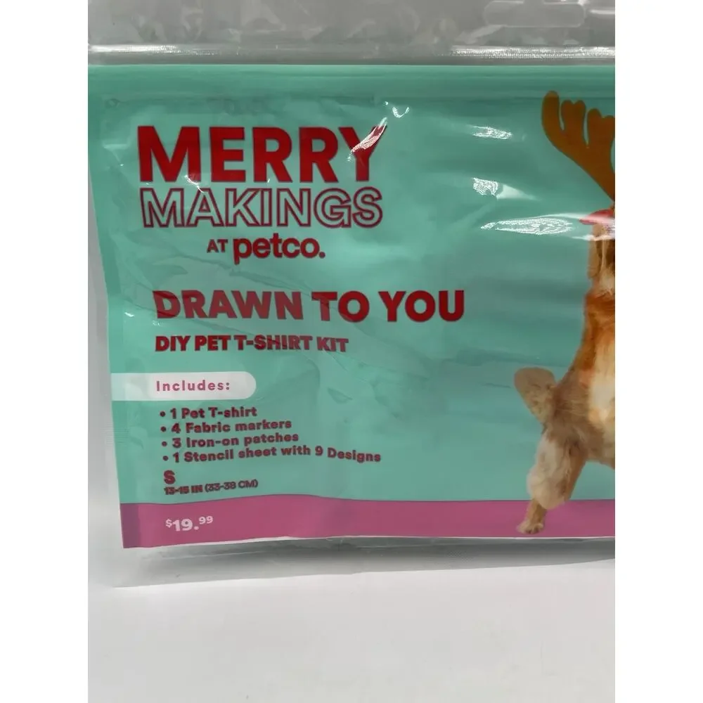 Merry Makings Drawn To You DIY Pet T-Shirt Kit Petco-Shirt/Markers Size Medium